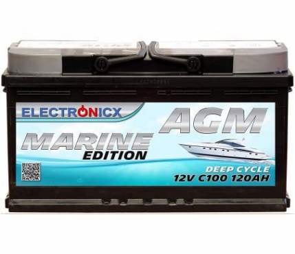 Bild zeigt: AGM Batterie 120AH Electronicx Marine Edition